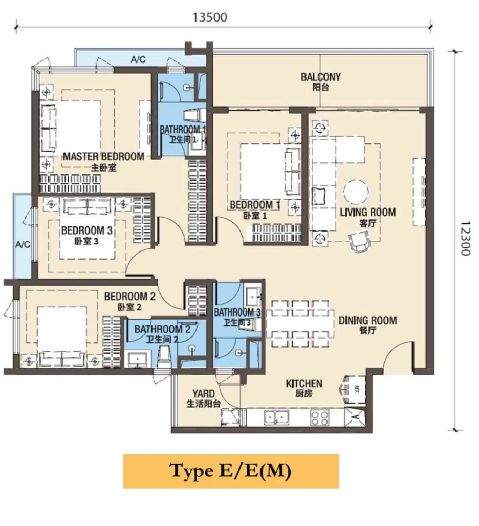 R&F Princess Cove Phase 3 · C3-1 · E / E(M) · Floor Plan 1