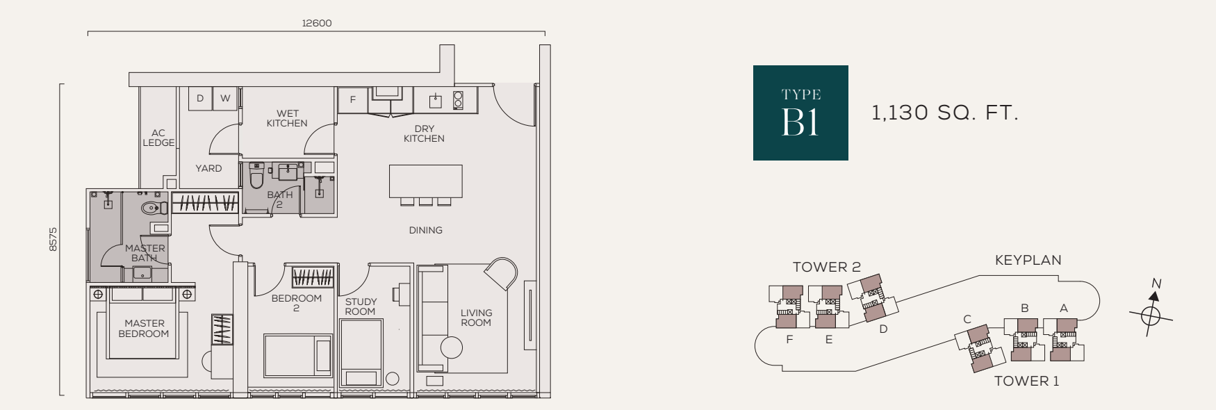 The Peak | Johor Bahru City Centre · Type B1 / B1a · Floor Plan 1