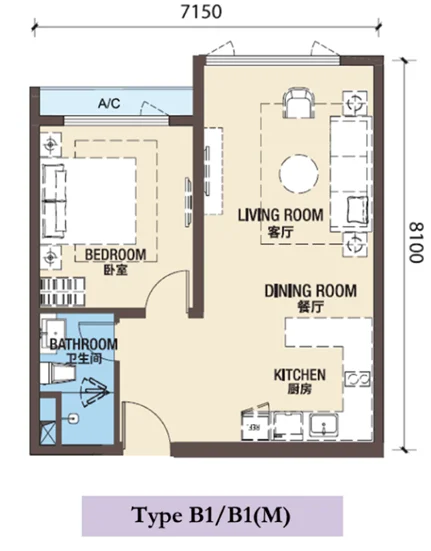 富力公主湾第三期 · Type B1 /B1b · Floor Plan 1
