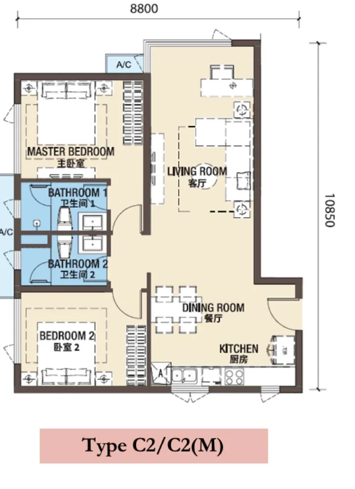 R&F Princess Cove Phase 3 · C2-1 · C2 / C2(M) · Floor Plan 1